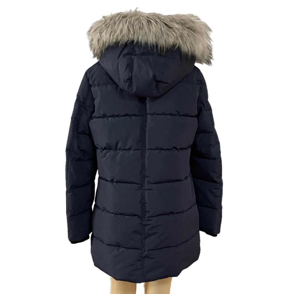 Nautica Navy Blue Puffer Mid Length Jacket Removable Faux Fur Hooded Ski Coat L - Picture 4 of 10